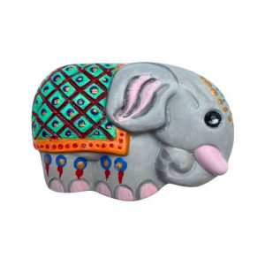 Kleiner Elefant von Hand bemalt - Grau-grün- E03