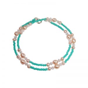 Filigrane Halskette in Türkis mit Perlen