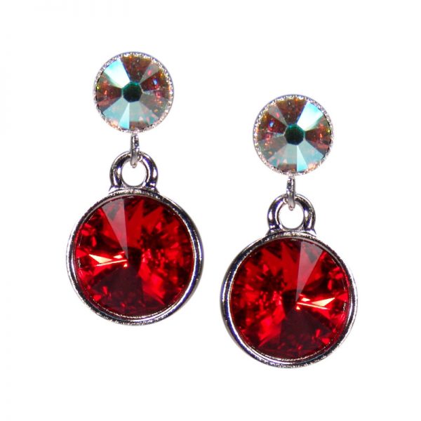 Silberne Kristall-Ohrringe Rot-Crystal