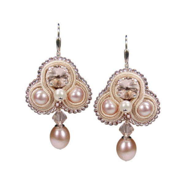 Soutache-Ohrringe Brautschmuck mit Perlen