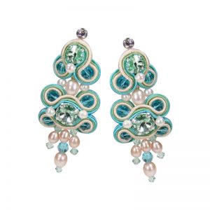 Soutache-Ohrringe mit Perlen in Türkis