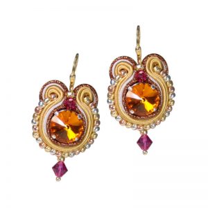 Soutache-Ohrringe in Orange-Fuchsia