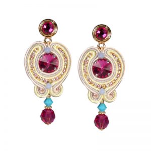Soutache-Ohrringe in Fuchsia-Gelb