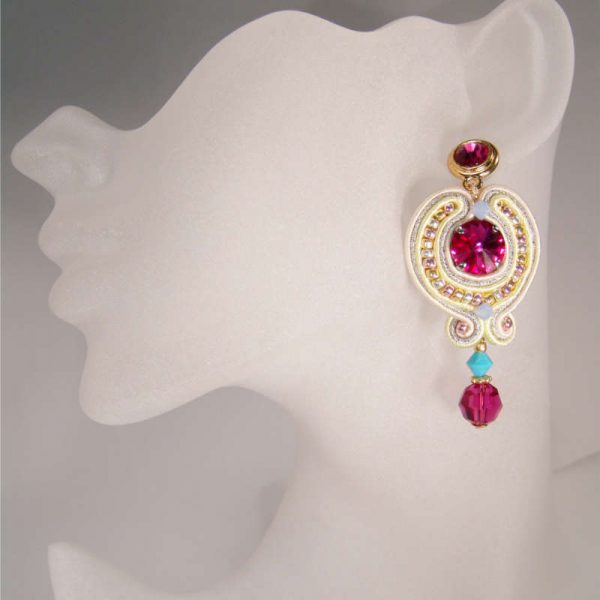 Ohrhänger Soutache-Traum Fuchsia-Gelb