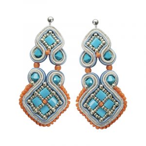 Soutache-Ohrringe im Mosaik-stil in Türkis