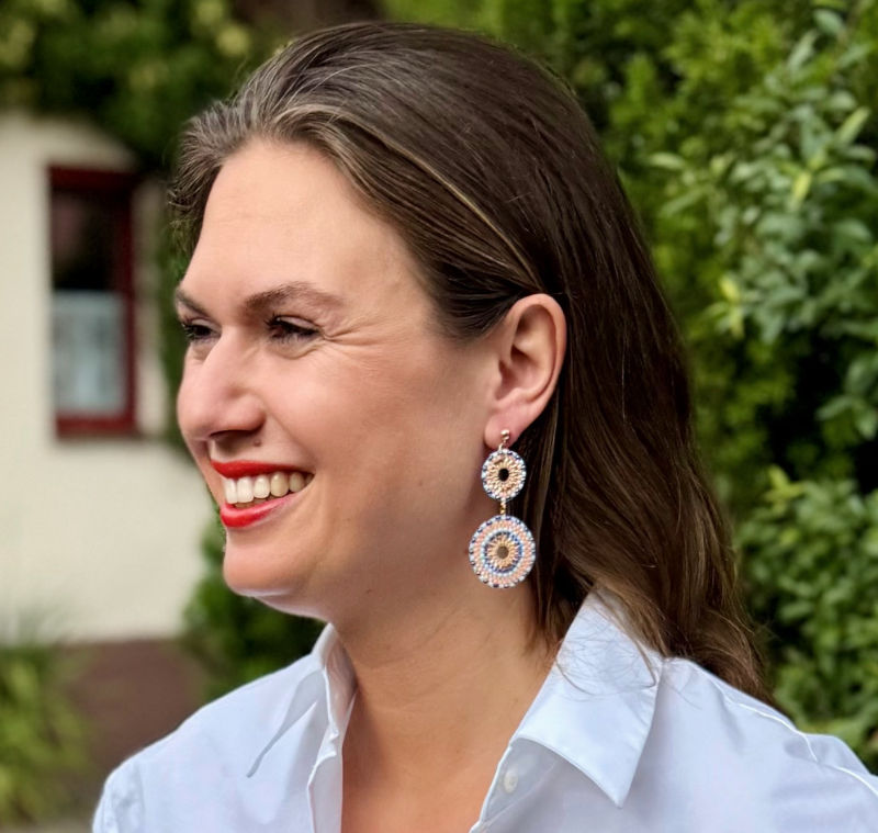 Statement Ohrringe Rocailles Rondell pink