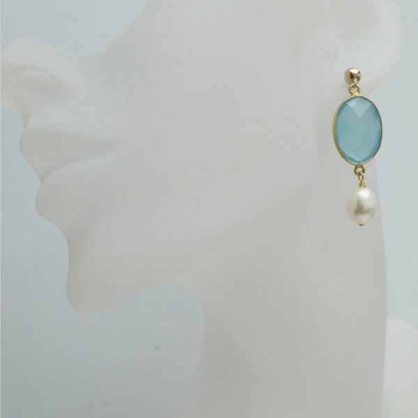 Edelstein-Ohrring mit Perle