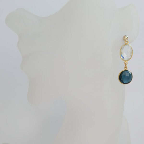 Edelstein-Ohrringe blau-weiß