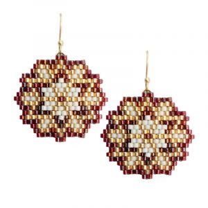 Ohrringe in Sternform aus Rocaillesperlen Rot-Gold