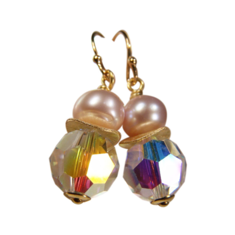 Klassische Ohrhänger mit Perle in Crystal, gold oder silber